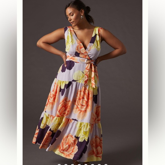 Maeve Floral Wrap Maxi Dress Size US 00P - Picture 4 of 15